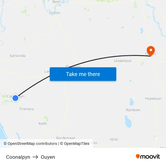Coonalpyn to Ouyen map