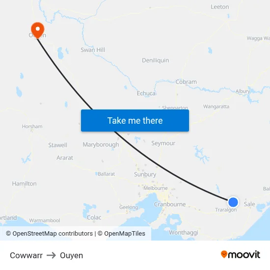 Cowwarr to Ouyen map