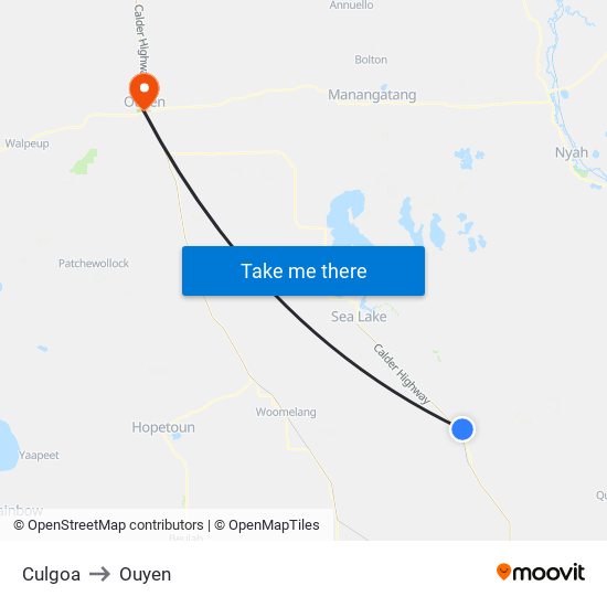 Culgoa to Ouyen map