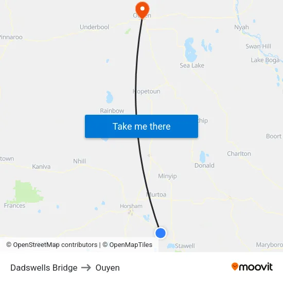 Dadswells Bridge to Ouyen map