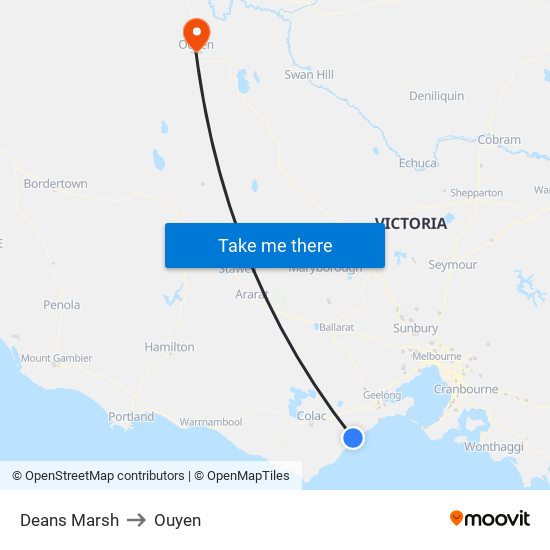 Deans Marsh to Ouyen map