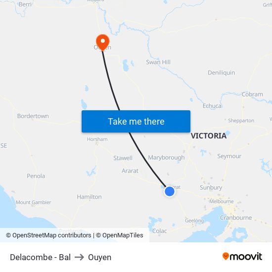 Delacombe - Bal to Ouyen map