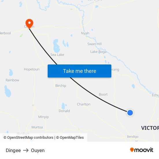 Dingee to Ouyen map