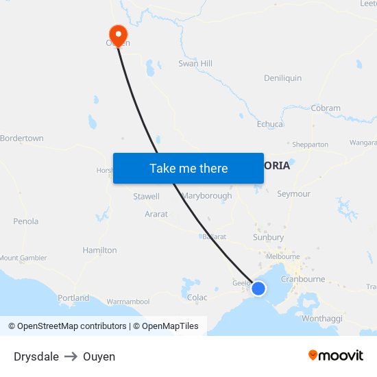 Drysdale to Ouyen map