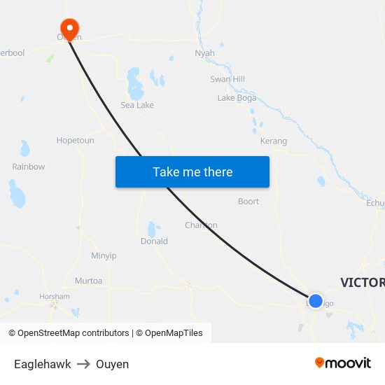 Eaglehawk to Ouyen map