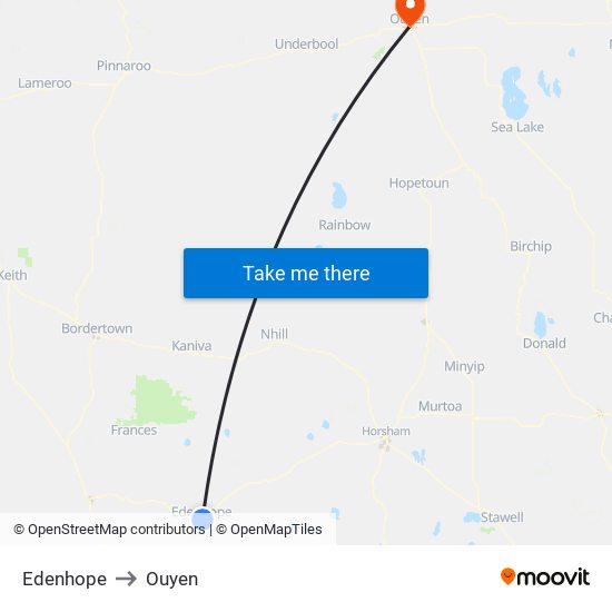 Edenhope to Ouyen map