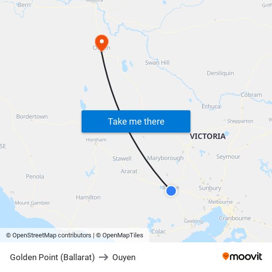 Golden Point (Ballarat) to Ouyen map