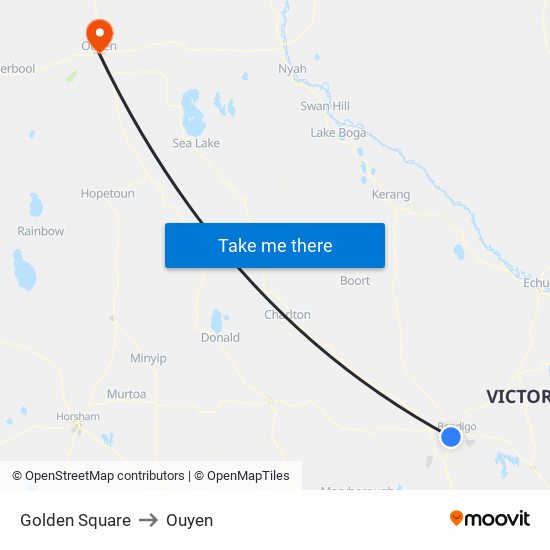 Golden Square to Ouyen map