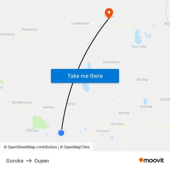 Goroke to Ouyen map