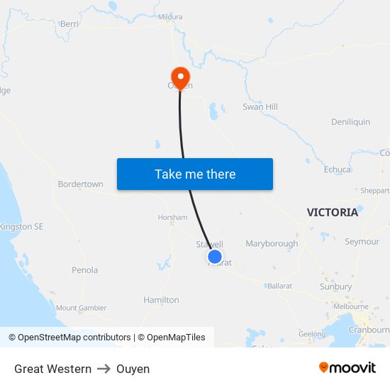 Great Western to Ouyen map