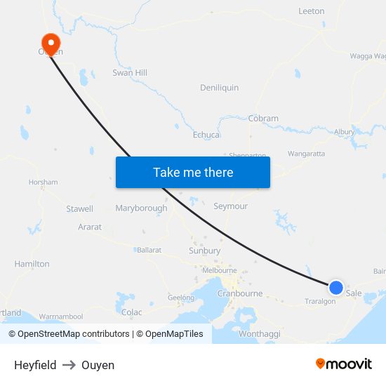 Heyfield to Ouyen map