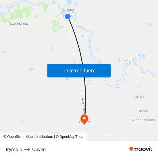 Irymple to Ouyen map