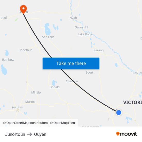 Junortoun to Ouyen map