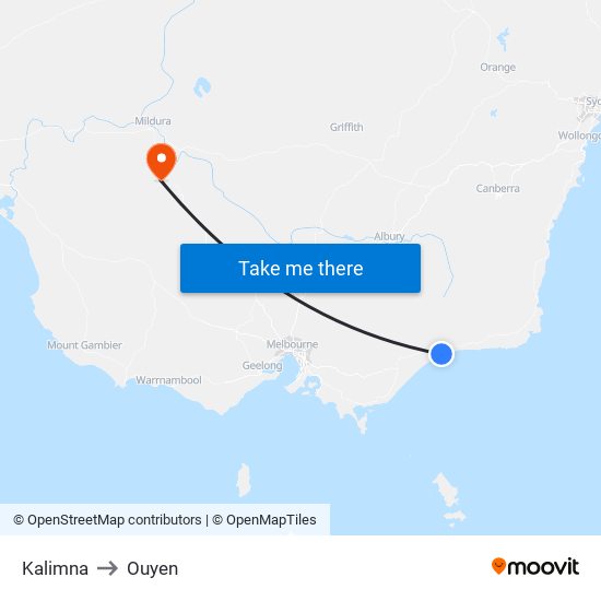 Kalimna to Ouyen map