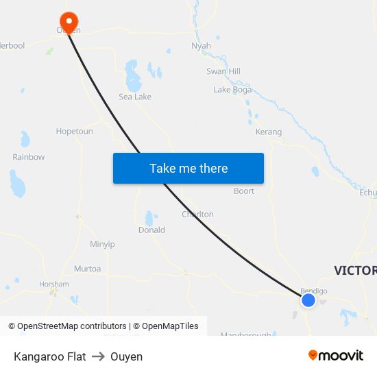 Kangaroo Flat to Ouyen map