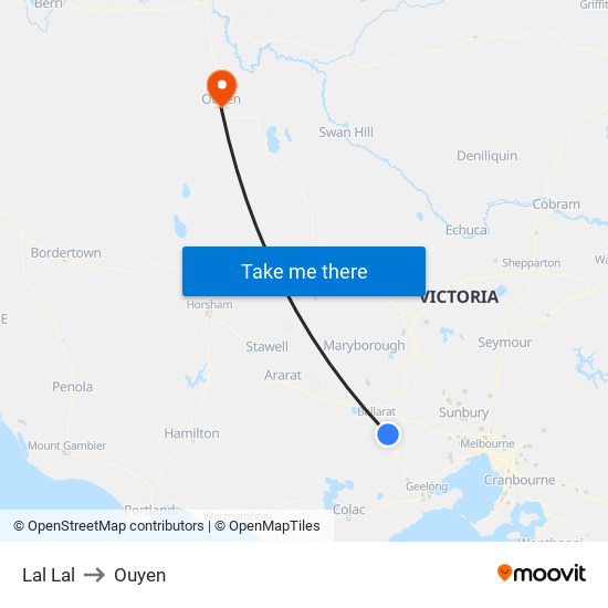 Lal Lal to Ouyen map