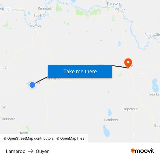 Lameroo to Ouyen map