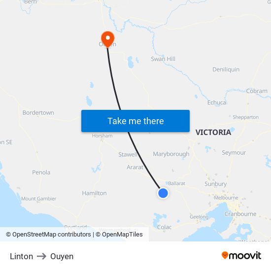 Linton to Ouyen map