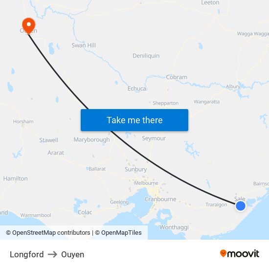 Longford to Ouyen map