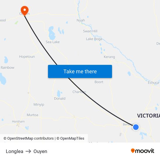 Longlea to Ouyen map