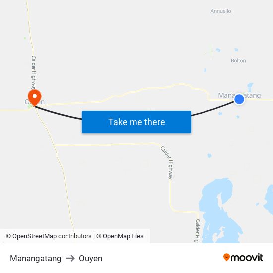 Manangatang to Ouyen map