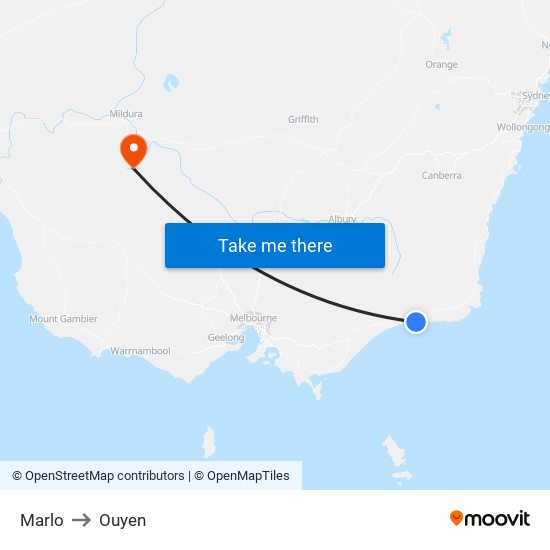 Marlo to Ouyen map