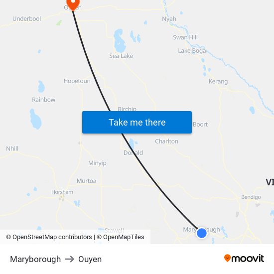 Maryborough to Ouyen map