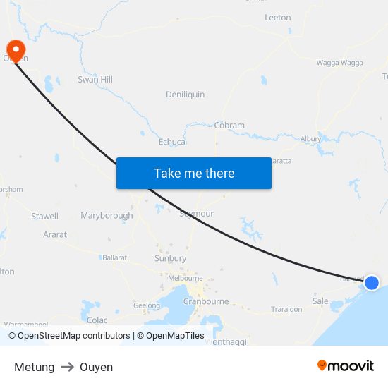 Metung to Ouyen map