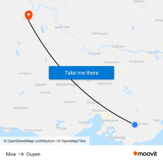 Moe to Ouyen map