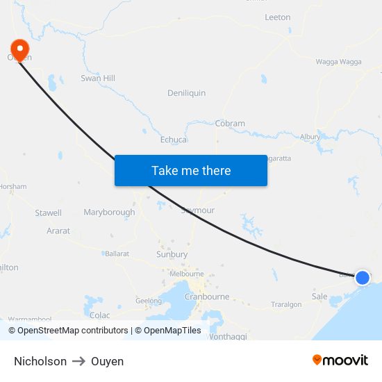 Nicholson to Ouyen map