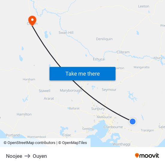 Noojee to Ouyen map
