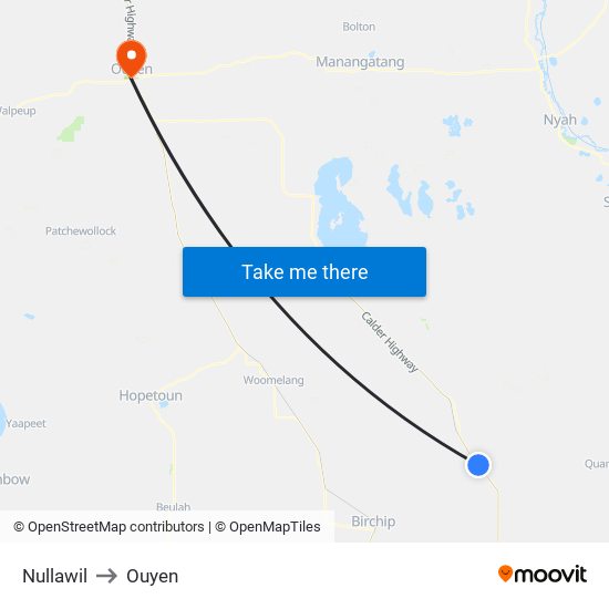 Nullawil to Ouyen map