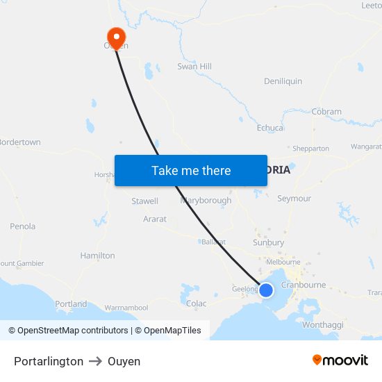 Portarlington to Ouyen map