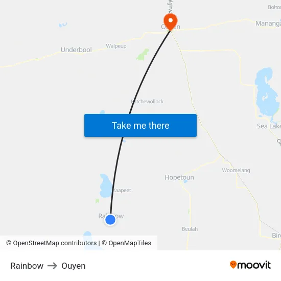 Rainbow to Ouyen map