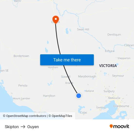 Skipton to Ouyen map