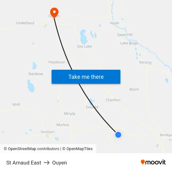 St Arnaud East to Ouyen map
