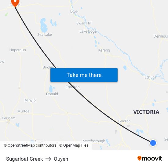 Sugarloaf Creek to Ouyen map