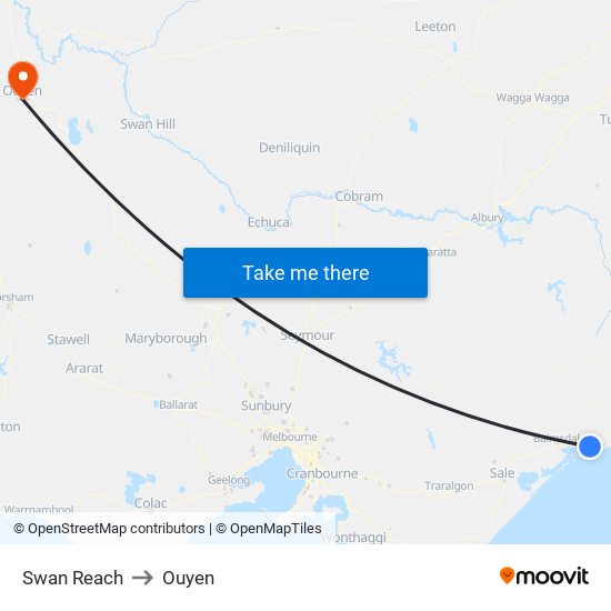 Swan Reach to Ouyen map