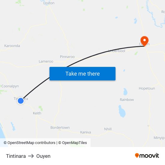 Tintinara to Ouyen map