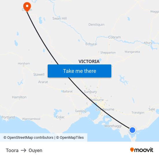 Toora to Ouyen map