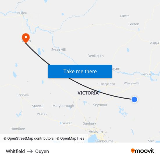 Whitfield to Ouyen map