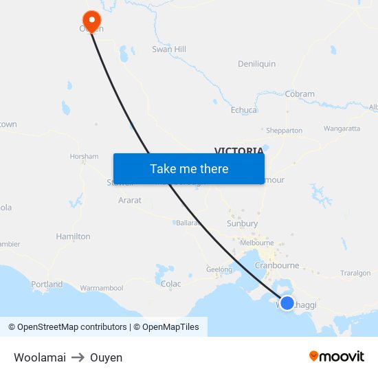 Woolamai to Ouyen map