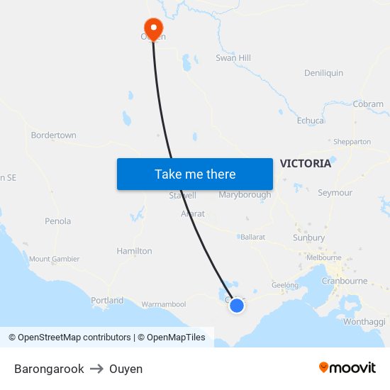 Barongarook to Ouyen map