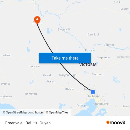 Greenvale - Bal to Ouyen map