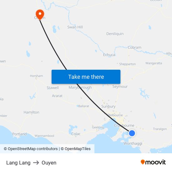 Lang Lang to Ouyen map