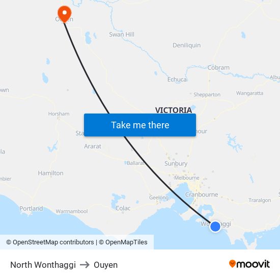 North Wonthaggi to Ouyen map