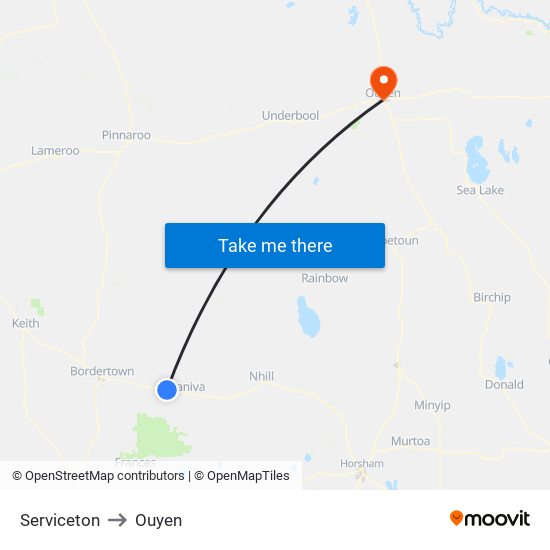 Serviceton to Ouyen map