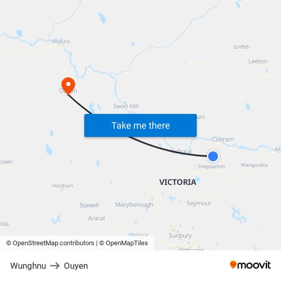 Wunghnu to Ouyen map