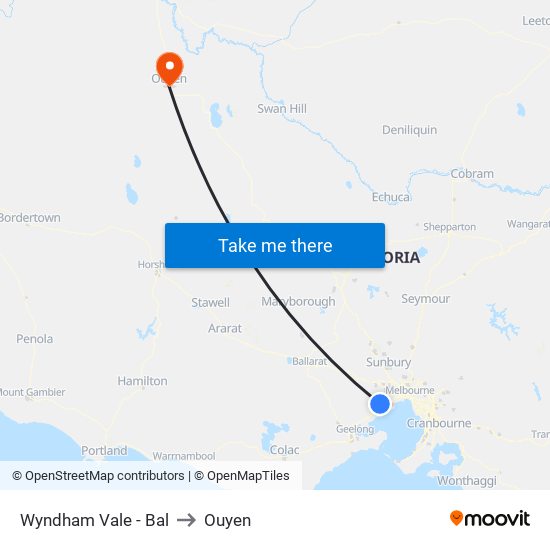 Wyndham Vale - Bal to Ouyen map