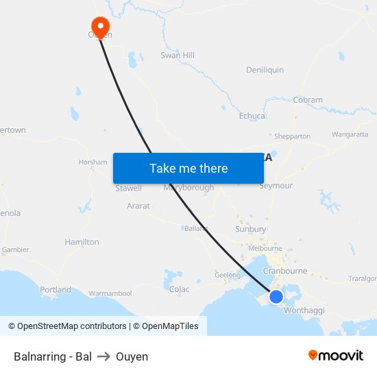 Balnarring - Bal to Ouyen map